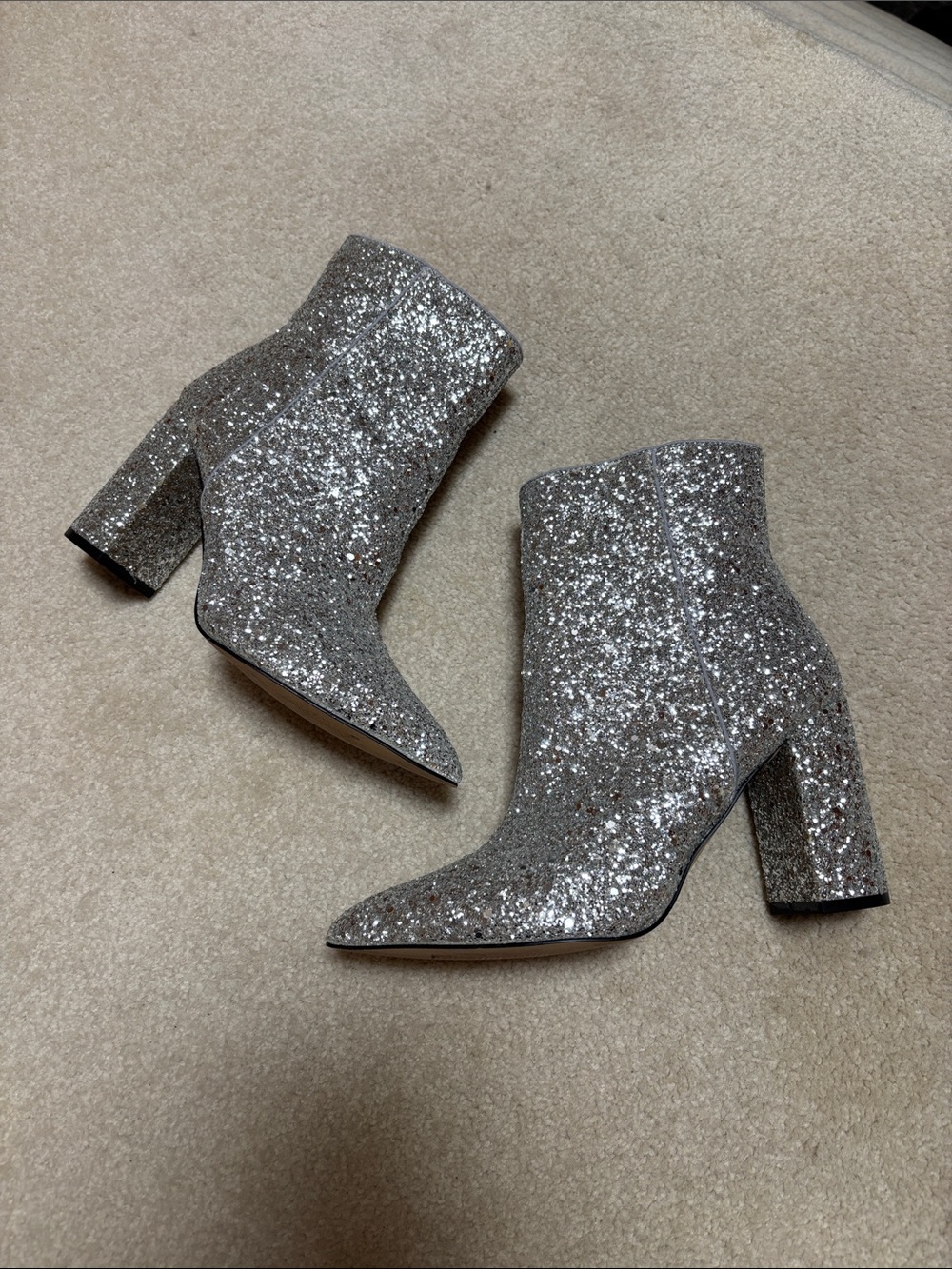 Abound Silver Glitter Block Heel Ankle Boots